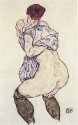 Egon Schiele woman undressing oil painting artist